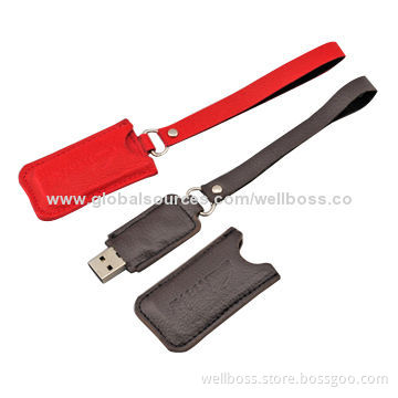 Customized Leather Flash Disk, 1 to 2GB USB Full Real Capacity, Good for Business Gift